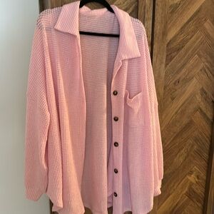 Oversized pink waffle knit